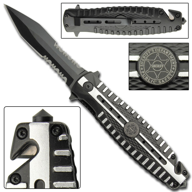 Arsenal Spring Assist Sheriff Tactical Rescue Police Knife Collectible Weapons - Tophatter Daily Deals