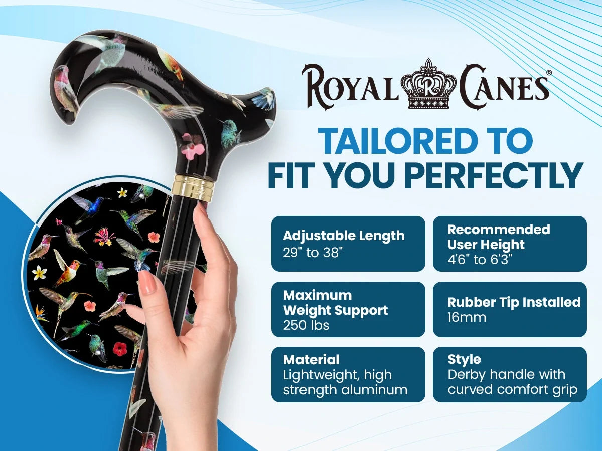 Flight of the Hummingbird: Designer Pattern Adjustable Cane Adjustable Walking Canes - Tophatter Daily Deals