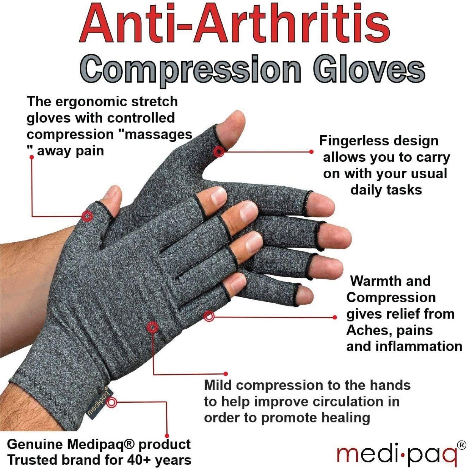 Compression Gloves for Arthritis - Fingerless Pain Relief Arthritic Hands Rheumatoid Anti Arthritis Elastic Gloves Gloves - Tophatter Daily Deals