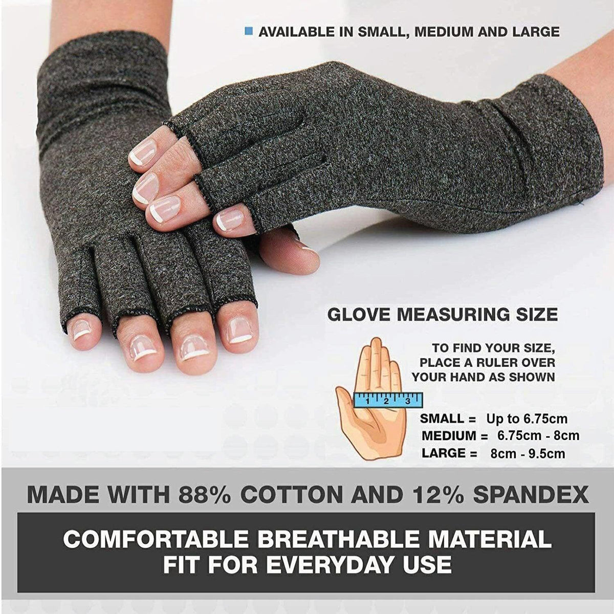 Compression Gloves for Arthritis - Fingerless Pain Relief Arthritic Hands Rheumatoid Anti Arthritis Elastic Gloves Gloves - Tophatter Daily Deals