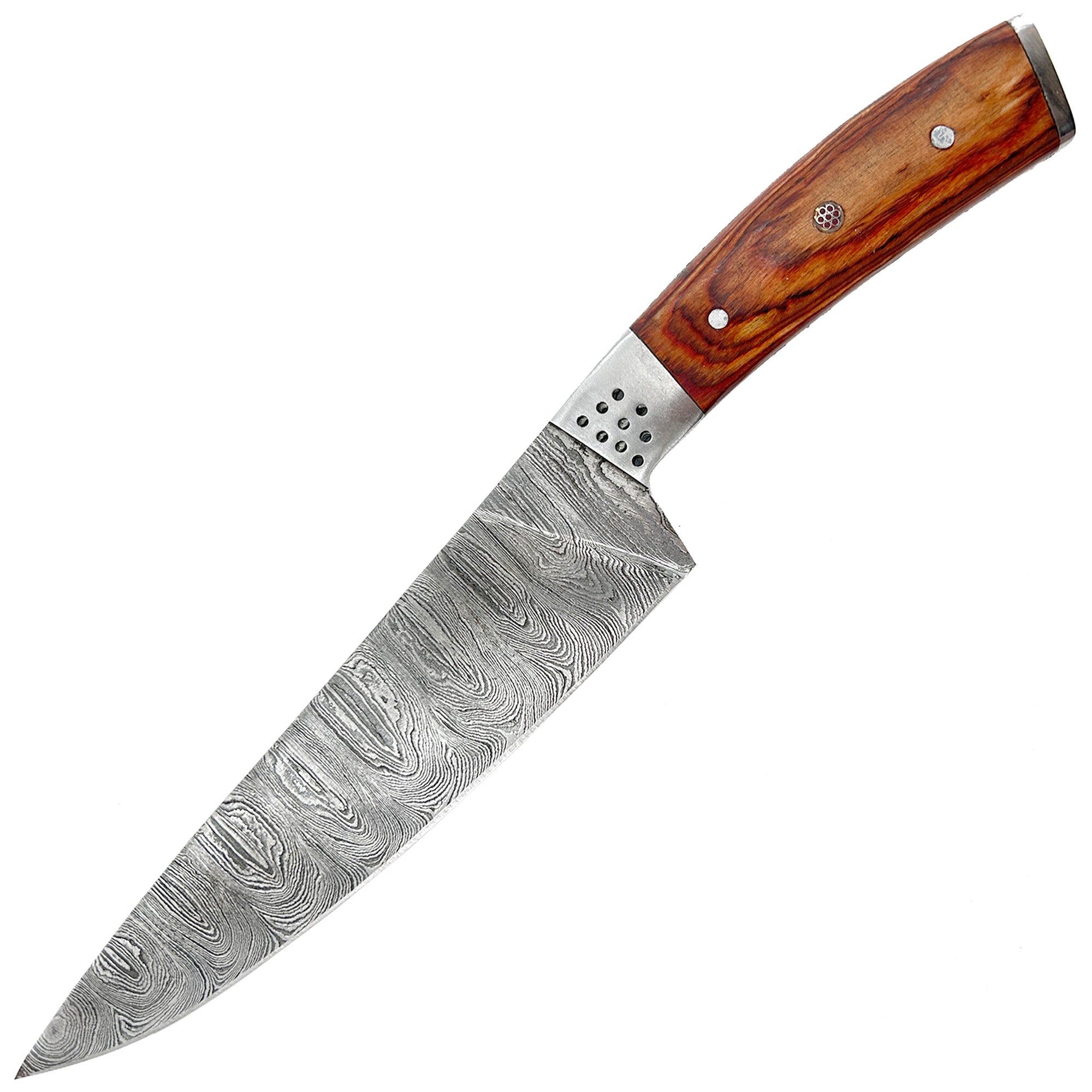 Artisan Forged Handcrafted Damascus Chef Knife with Chestnut Handle Kitchen Knife - Tophatter Daily Deals