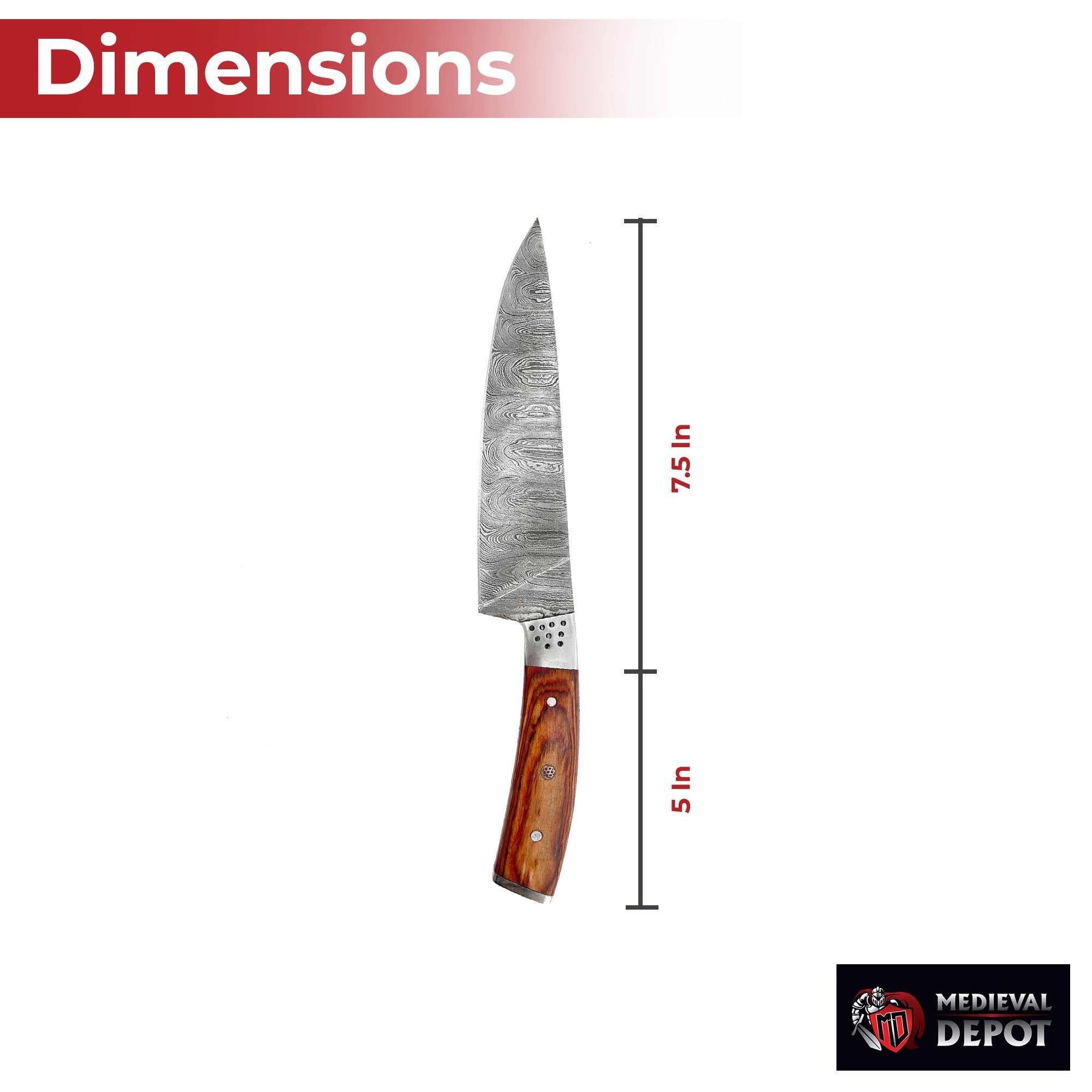 Artisan Forged Handcrafted Damascus Chef Knife with Chestnut Handle Kitchen Knife - Tophatter Daily Deals