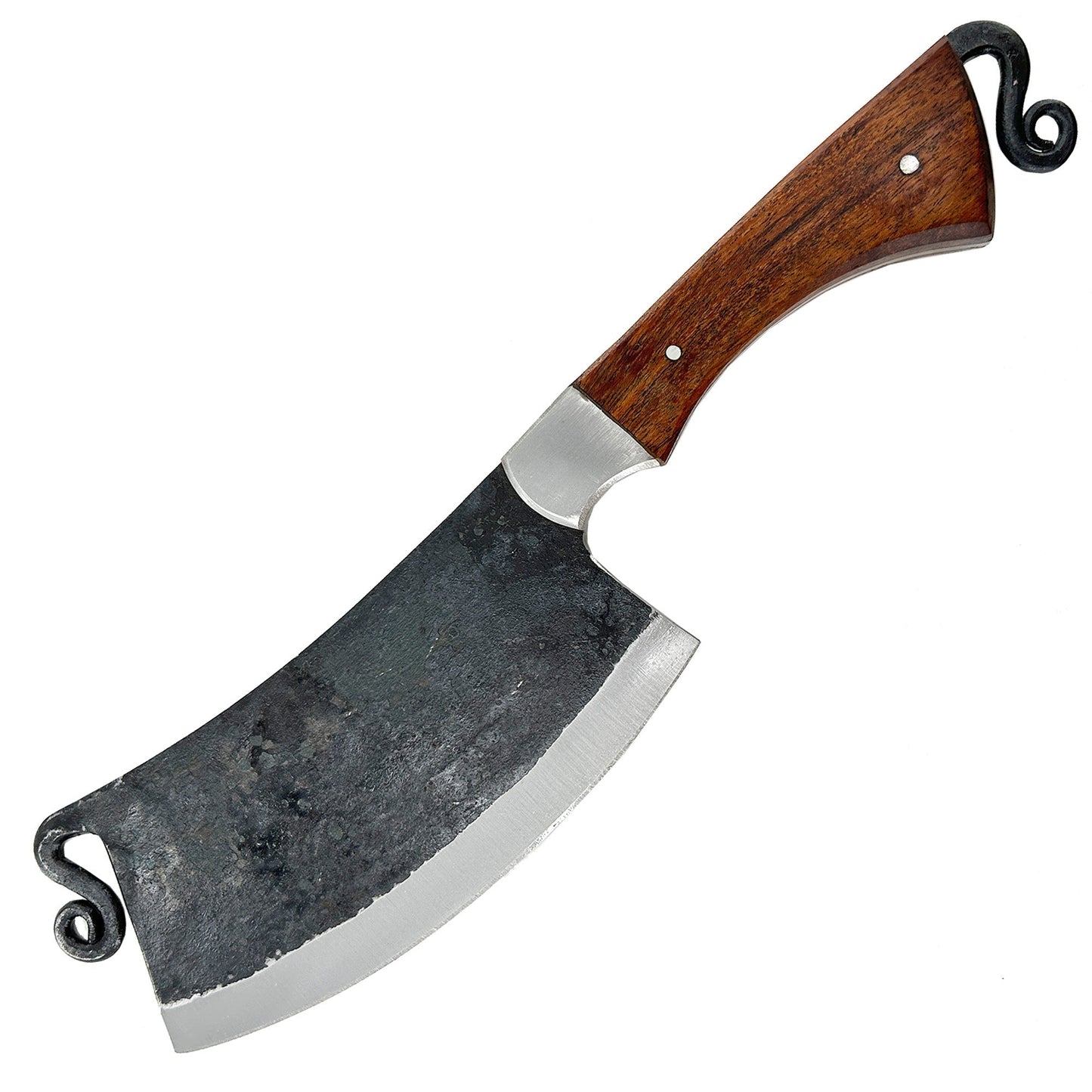 Artisan Forged Full Tang Kitchen Cleaver with Leather Sheath Kitchen Knife - Tophatter Daily Deals