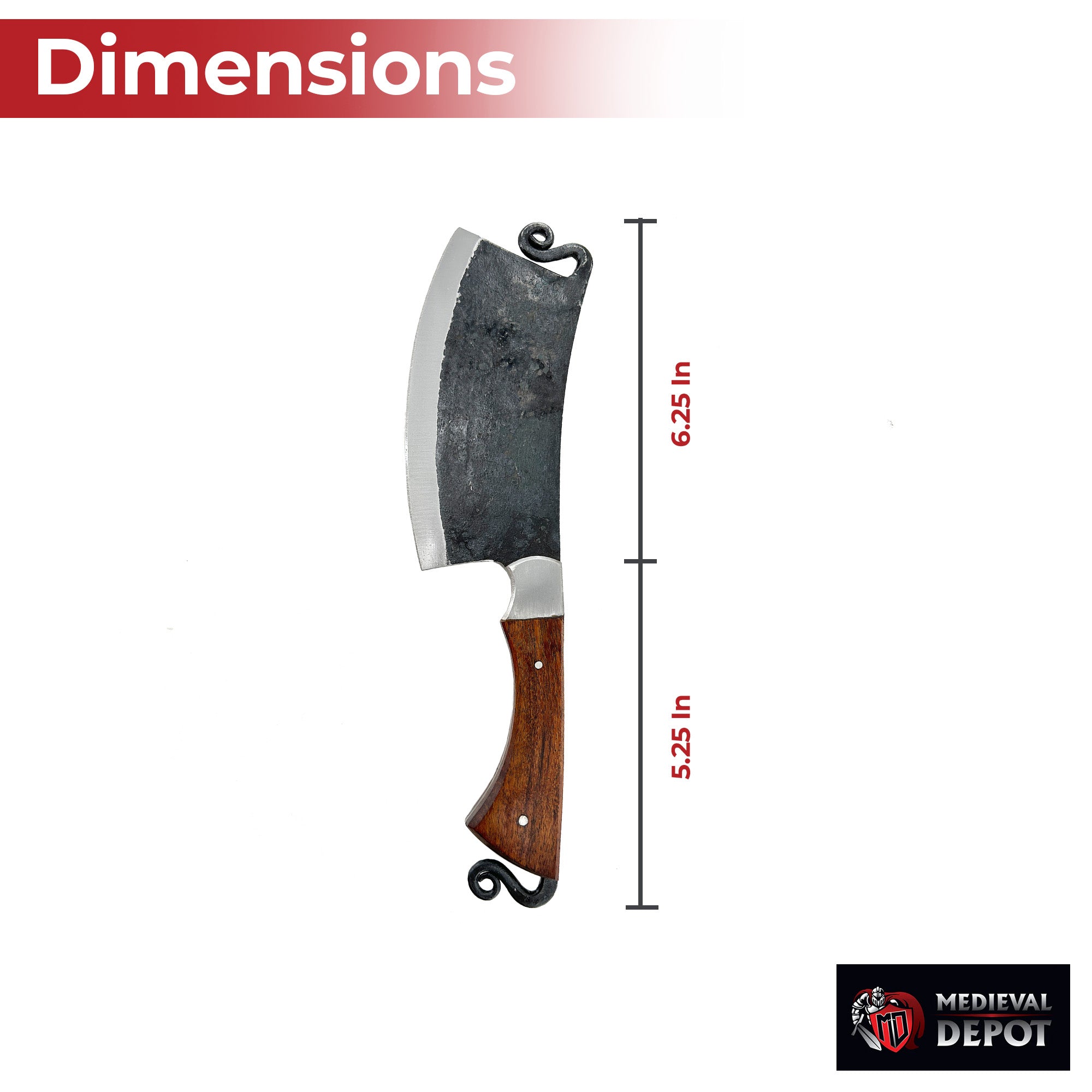 Artisan Forged Full Tang Kitchen Cleaver with Leather Sheath Kitchen Knife - Tophatter Daily Deals