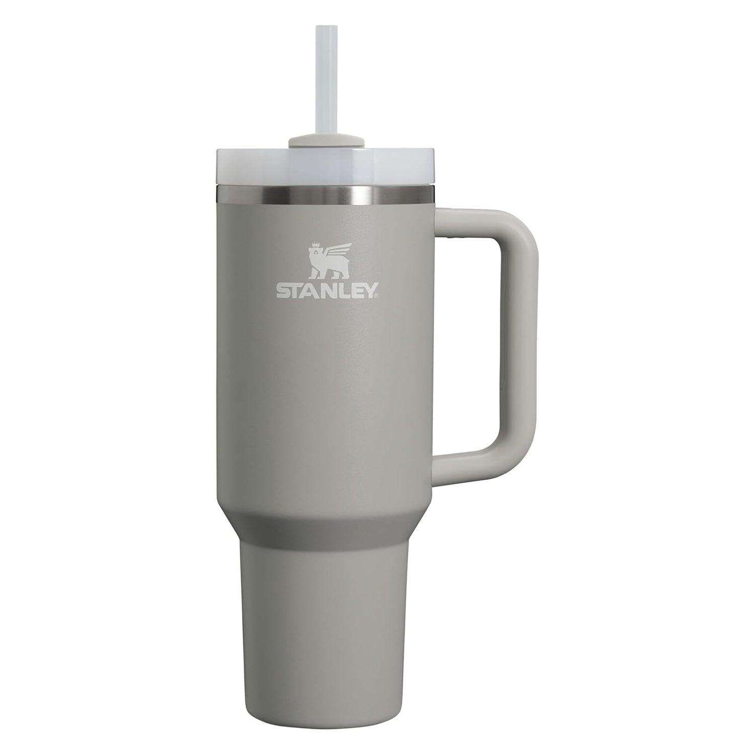 Insulated Straw Tumbler - 30-40 OZ Stanley Quencher H2.0 Tumbler Handle Straw Insulated Bottle Cup Mug Travel Mug for Cold or Hot Drinks Love Shack Fancy 40 OZ (1.2L) Ash bottles - Tophatter Daily Deals