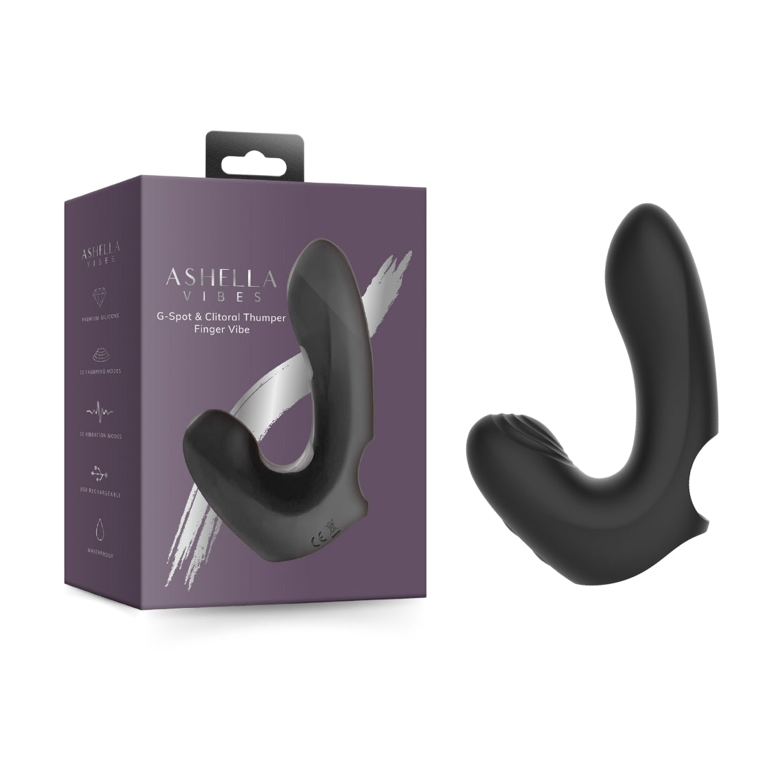 Ashella Vibes Black G-spot Clitoral Thumper Finger Vibe Waterproof > Vibrators > Finger Vibrators - Tophatter Daily Deals