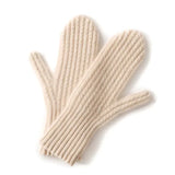 Warm Women's Mittens - Fitted Ribbed Cuff, Wool, Winter Beige - Tophatter Daily Deals