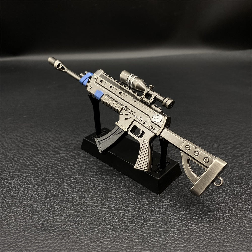 Miniature Metal Scoped Assault Rifle 17CM/6.7" With Metal Stand - Tophatter Daily Deals