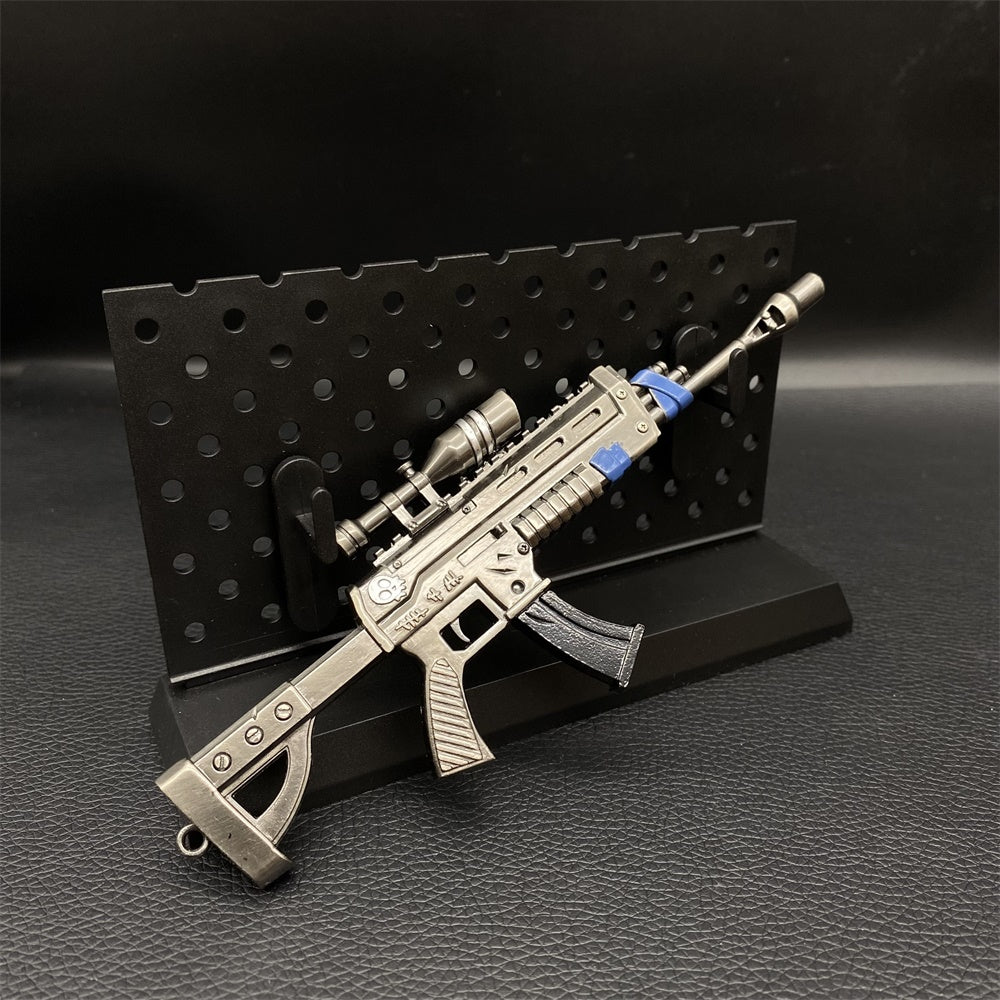 Miniature Metal Scoped Assault Rifle 17CM/6.7" With Plastic Stand - Tophatter Daily Deals