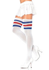 Athletic Ribbed Thigh Highs with Three Stripes One Size > Clothes > Hosiery > Stockings - Tophatter Daily Deals