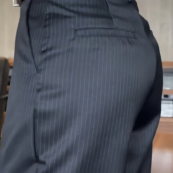 Breathable women's tailored trousers – feminine cut, subtle striped pattern, for office and meetings pantsuit - Tophatter Daily Deals