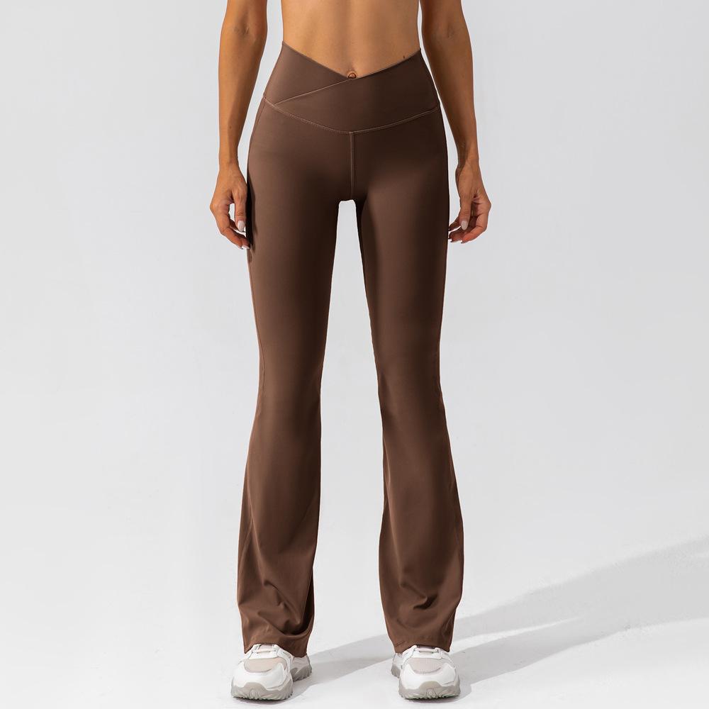 Breathable women's sport pants – asymmetrical design, cotton-polyester blend, for fitness and leisure Brown Women's sportswear - Tophatter Daily Deals