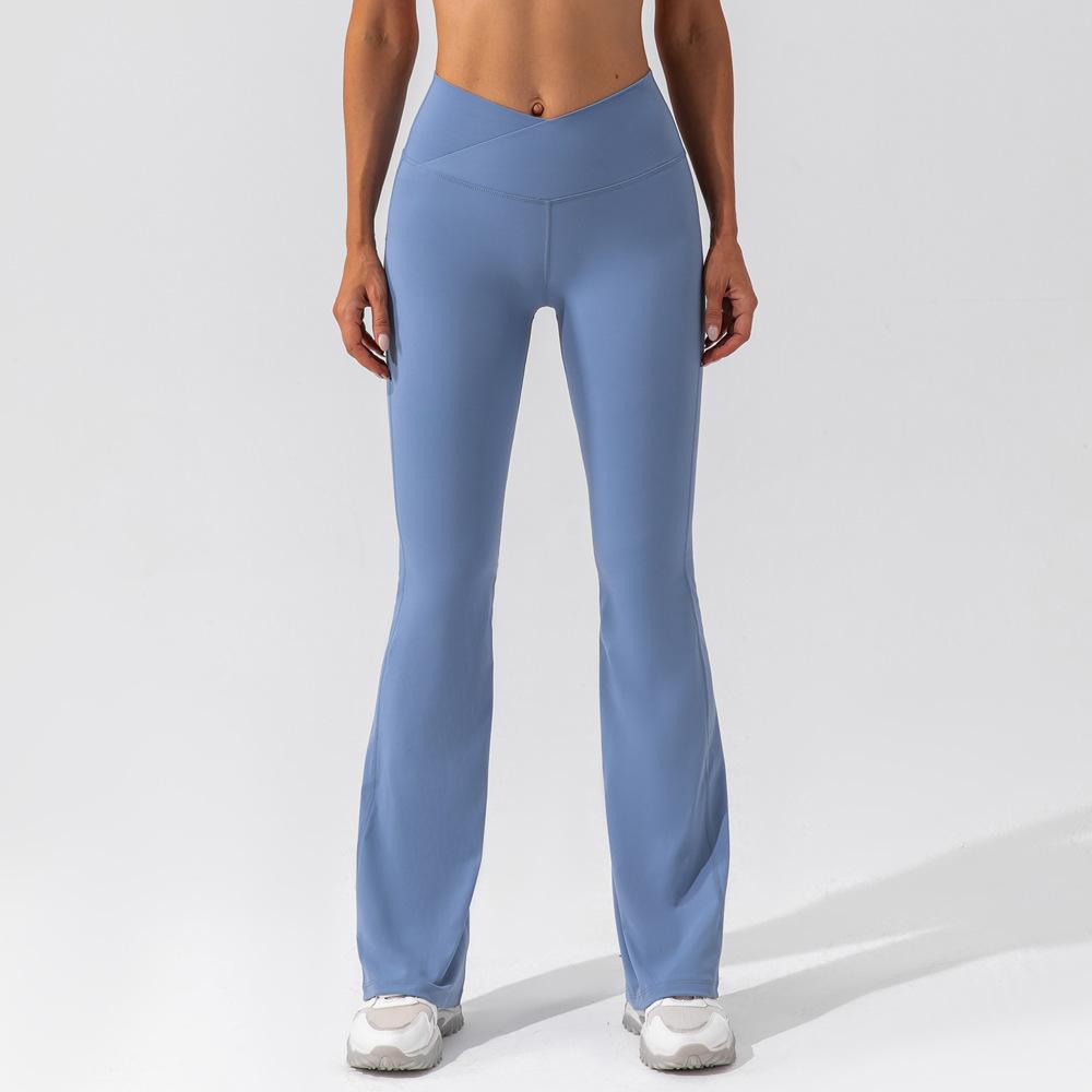 Breathable women's sport pants – asymmetrical design, cotton-polyester blend, for fitness and leisure Blue Women's sportswear - Tophatter Daily Deals
