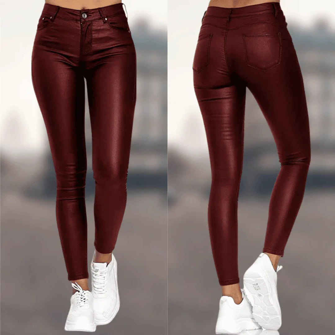 Breathable women's skinny jeans – high-waisted, stretchy material, for casual outings Red Pants - Tophatter Daily Deals