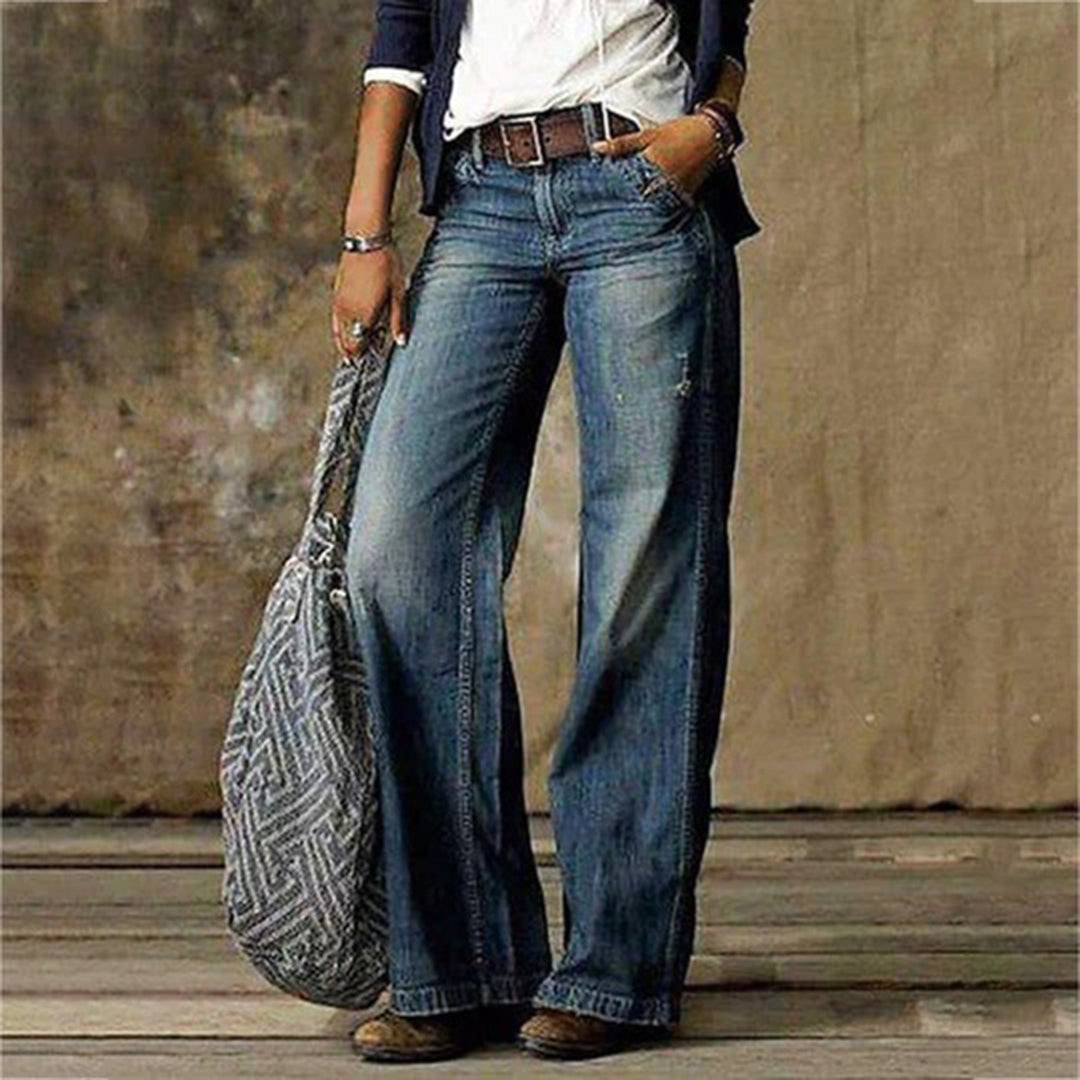 Breathable women's wide-leg trousers – tailored fit, soft fabric, for office and casual wear Blue Women's trousers - Tophatter Daily Deals