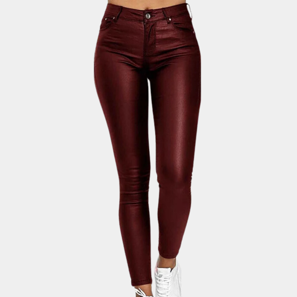 Breathable women’s skinny pants – timeless design, cotton-polyester blend, for summer events Wine red Women's trousers - Tophatter Daily Deals