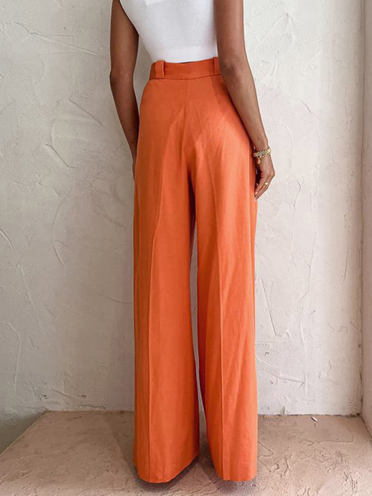 Breathable women's wide-leg pants – lightweight linen-cotton blend, for casual outings and travel Casual pants - Tophatter Daily Deals