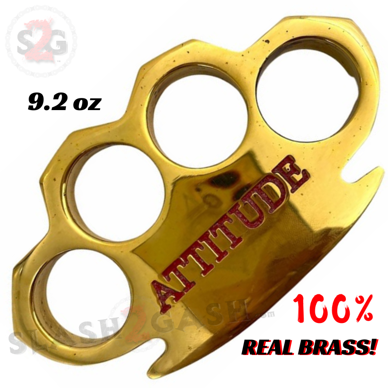 100% Real Brass Knuckles w/ Attitude - 9.2 oz Paperweight! Belt Buckle - Tophatter Daily Deals
