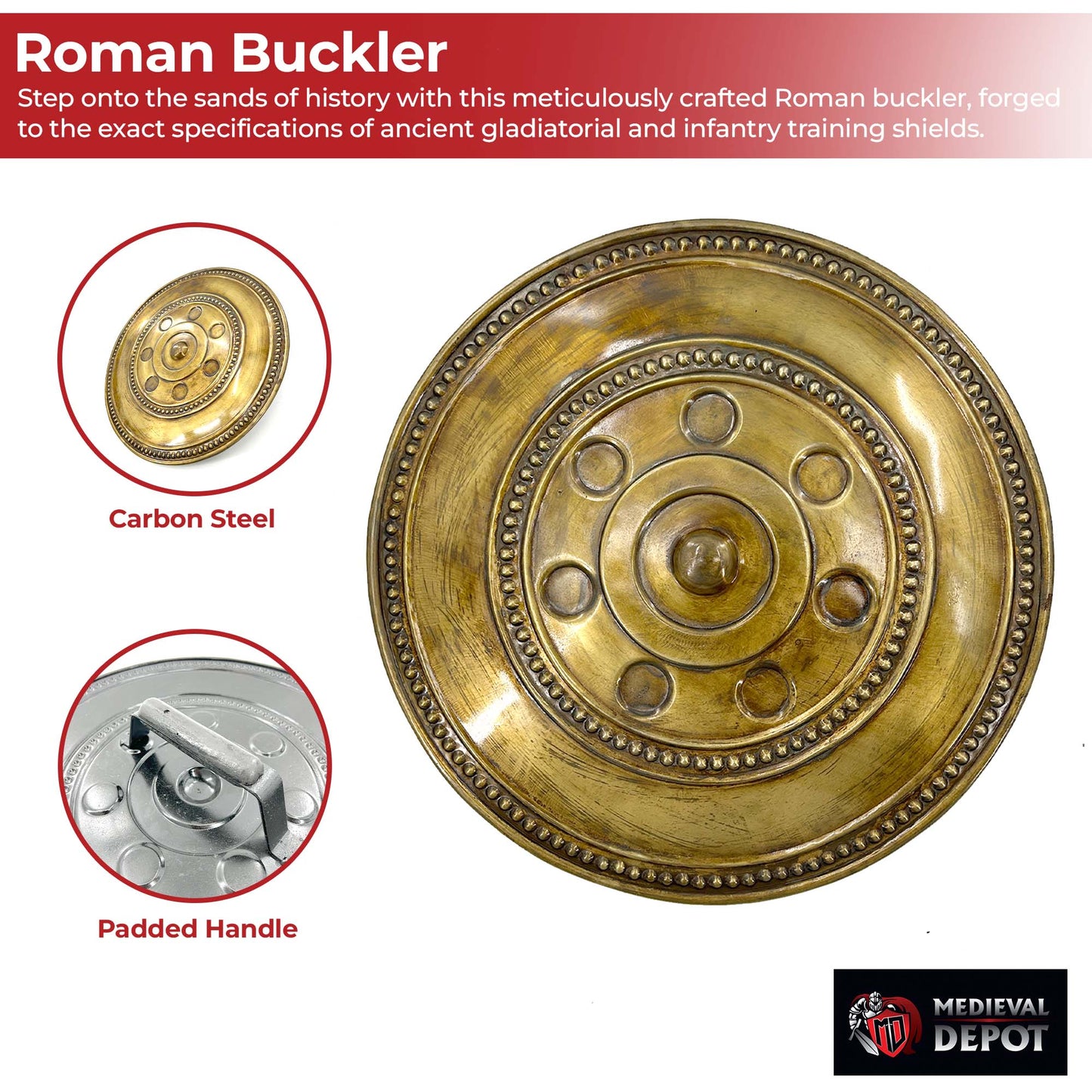 Authentic Roman Buckler Arena Shield for Gladiators & Legionaries Shield - Tophatter Daily Deals