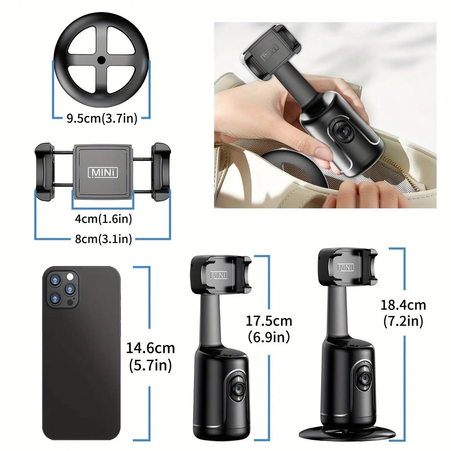 Auto Tracking Phone Holder, Auto Face Tracking Tripod, Portable All-in-one Smart Selfie Stick 360 Rotation Fast Face & Object Tracking Cameraman Robot Mount For Phone Video Vlog Live Streaming - Tophatter Daily Deals