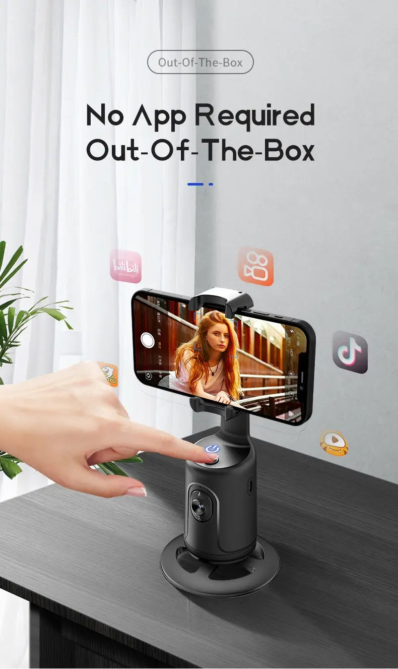 Auto Tracking Phone Holder, Auto Face Tracking Tripod, Portable All-in-one Smart Selfie Stick 360 Rotation Fast Face & Object Tracking Cameraman Robot Mount For Phone Video Vlog Live Streaming - Tophatter Daily Deals