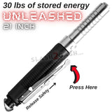 AUTOMATIC Baton Police Grade W/Leather Solid Metal Stick Chrome SD-Baton - Tophatter Daily Deals