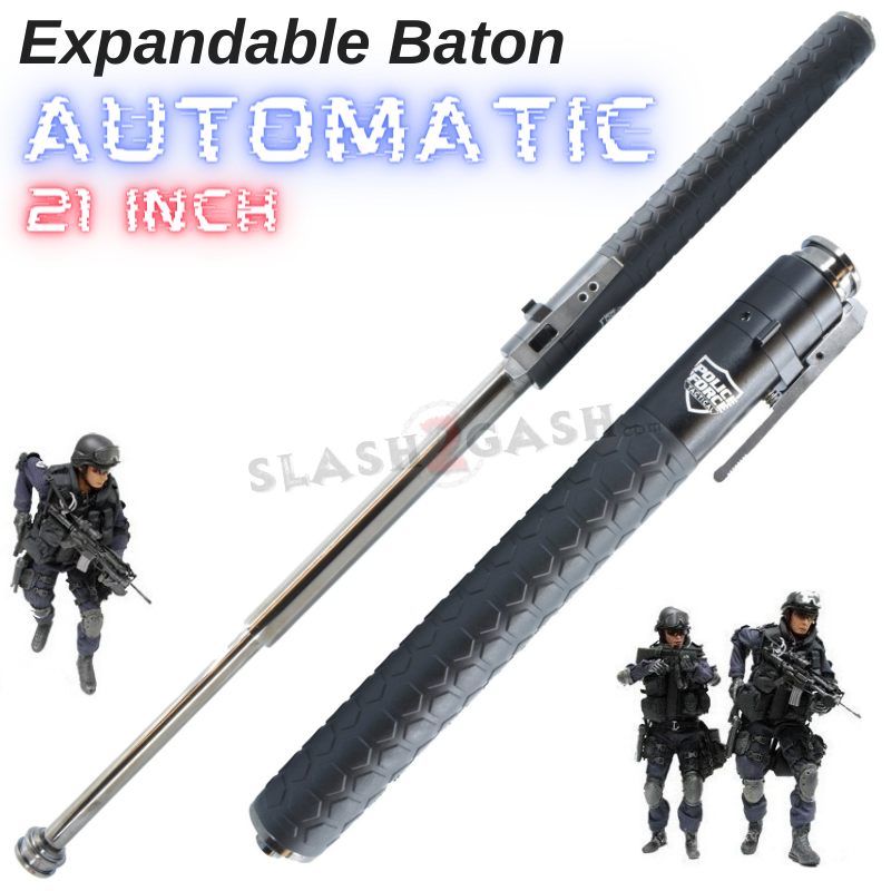 AUTOMATIC Baton Police Force Expandable Steel Stick - Next Generation 21" 21" - WITH nylon sheath SD-Baton - Tophatter Daily Deals