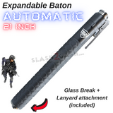 AUTOMATIC Baton Police Force Expandable Steel Stick - Next Generation 21" SD-Baton - Tophatter Daily Deals