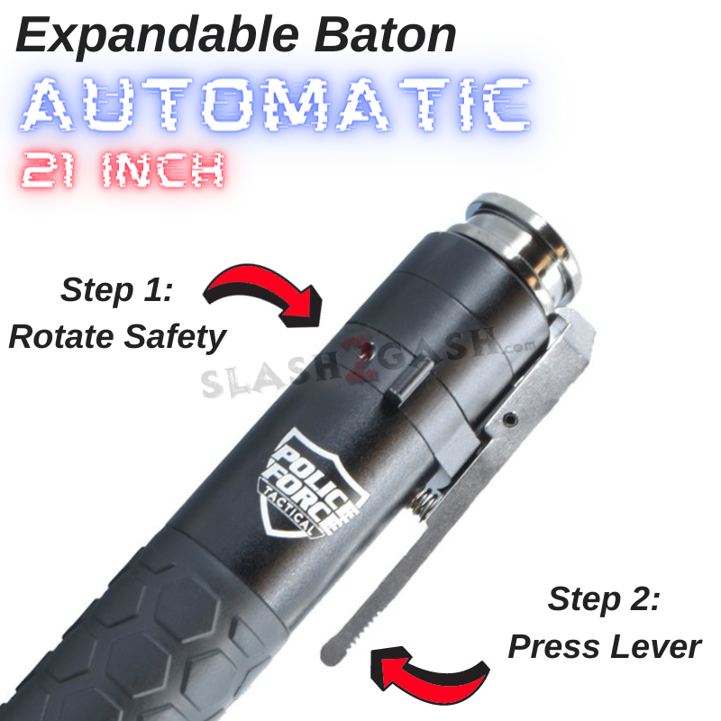 AUTOMATIC Baton Police Force Expandable Steel Stick - Next Generation 21" SD-Baton - Tophatter Daily Deals
