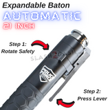 AUTOMATIC Baton Police Force Expandable Steel Stick - Next Generation 21" SD-Baton - Tophatter Daily Deals