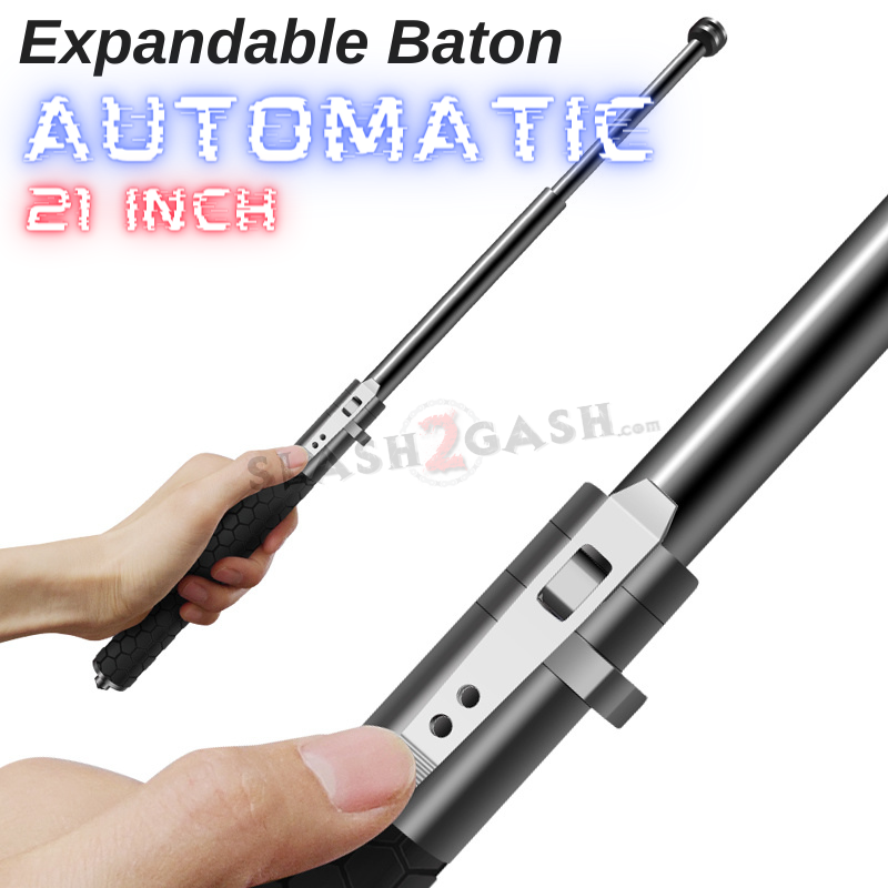 AUTOMATIC Baton Police Force Expandable Steel Stick - Next Generation 21" 21" - WITHOUT sheath SD-Baton - Tophatter Daily Deals