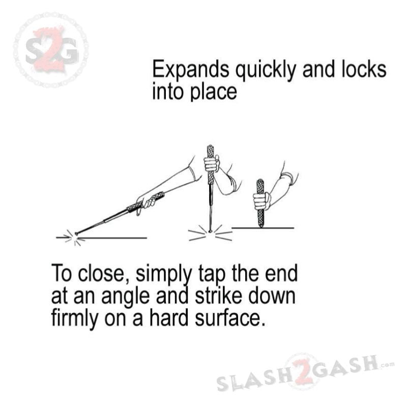 AUTOMATIC Baton w/Guard Expandable Solid Metal Stick Chrome SD-Baton - Tophatter Daily Deals
