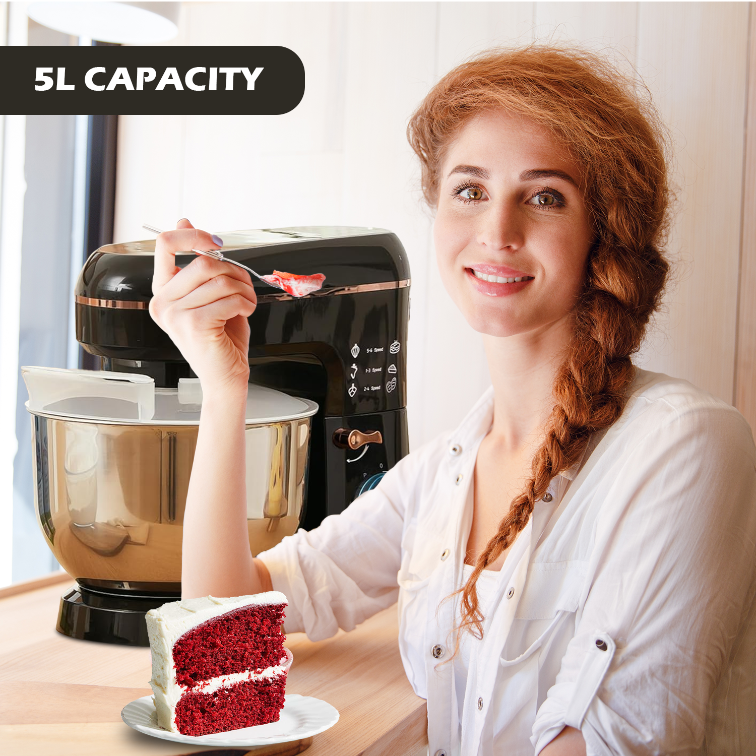 Electric Mixer with Bowl – 5L Stand Mixer for Baking with Dough Hook & Whisk Attachments Electric mixer with bowl - Tophatter Daily Deals