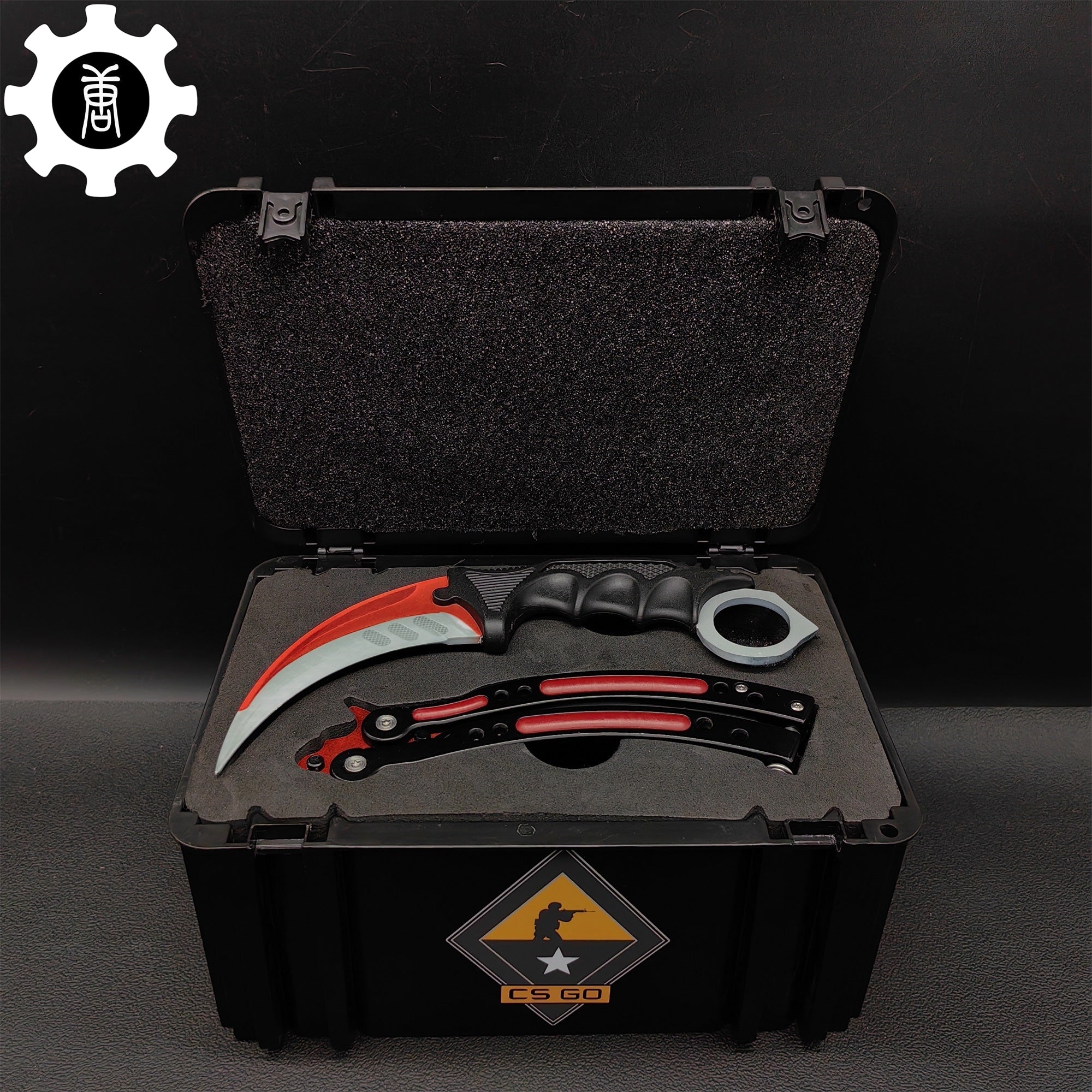Autotronic Karambit & Balisong Trainer Weapon Case Blunt Blade Props 2 Knives & Case - Tophatter Daily Deals
