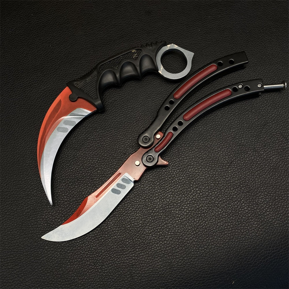 Autotronic Karambit & Balisong Trainer Weapon Case Blunt Blade Props Karambit & Balisong - Tophatter Daily Deals