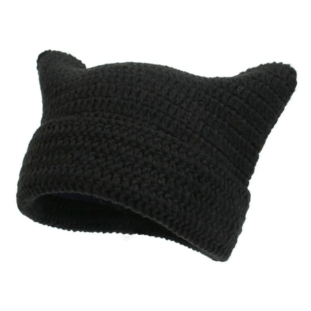 Autumn Winter Cute Cat Ears Cap, Streetwear Beanie Hat, Little Devil Striped Knitted Hat For Men Women, Kawaii Y2k Hat - Tophatter Daily Deals