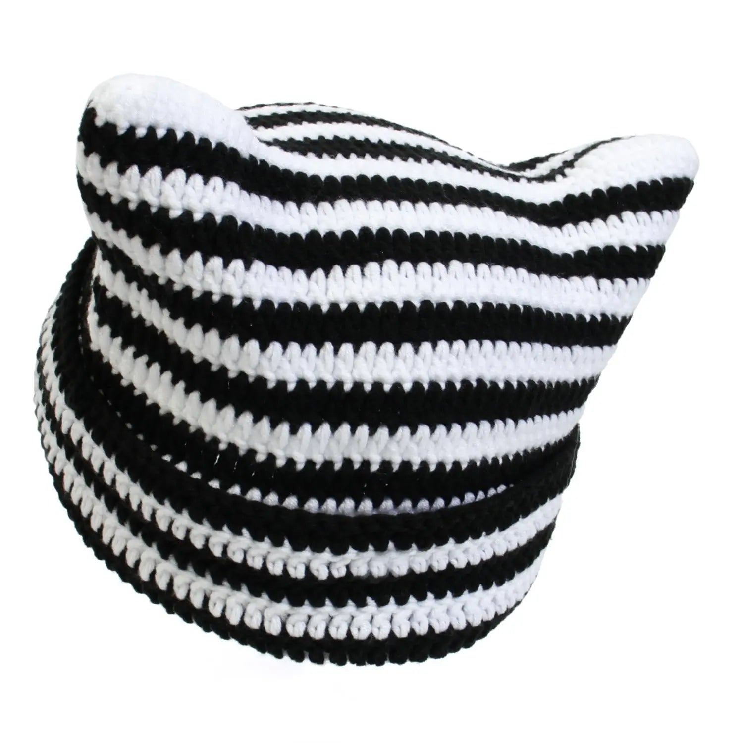 Autumn Winter Cute Cat Ears Cap, Streetwear Beanie Hat, Little Devil Striped Knitted Hat For Men Women, Kawaii Y2k Hat - Tophatter Daily Deals