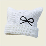Autumn Winter Cute Cat Ears Cap, Streetwear Beanie Hat, Little Devil Striped Knitted Hat For Men Women, Kawaii Y2k Hat - Tophatter Daily Deals