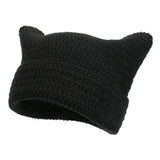 Autumn Winter Cute Cat Ears Cap, Streetwear Beanie Hat, Little Devil Striped Knitted Hat For Men Women, Kawaii Y2k Hat 56-60cm Black - Tophatter Daily Deals