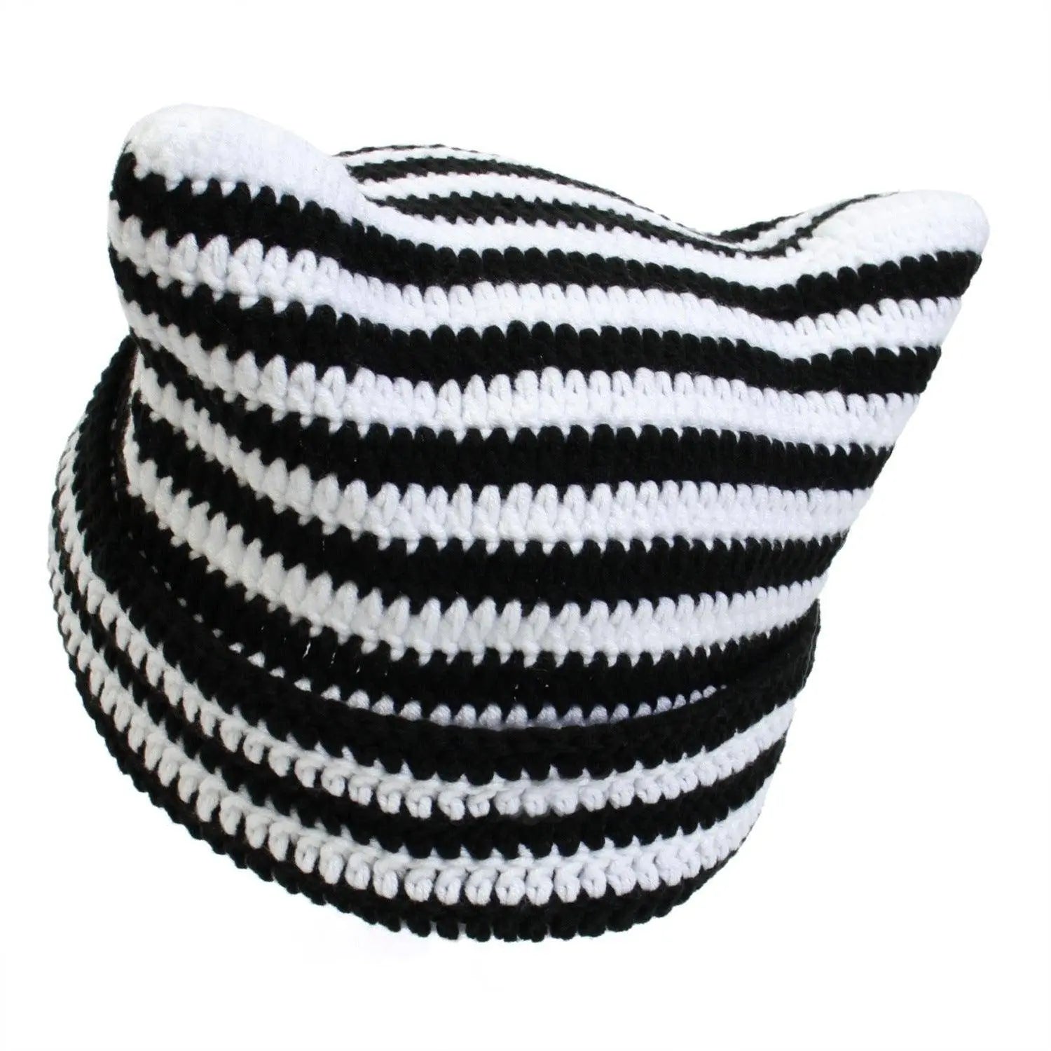 Autumn Winter Cute Cat Ears Cap, Streetwear Beanie Hat, Little Devil Striped Knitted Hat For Men Women, Kawaii Y2k Hat - Tophatter Daily Deals