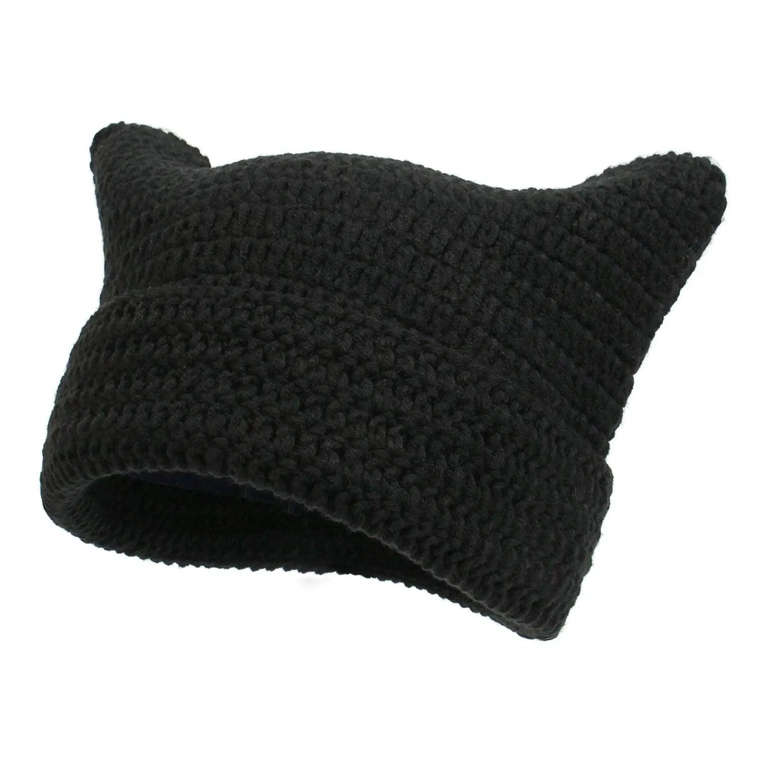Autumn Winter Cute Cat Ears Cap, Streetwear Beanie Hat, Little Devil Striped Knitted Hat For Men Women, Kawaii Y2k Hat - Tophatter Daily Deals