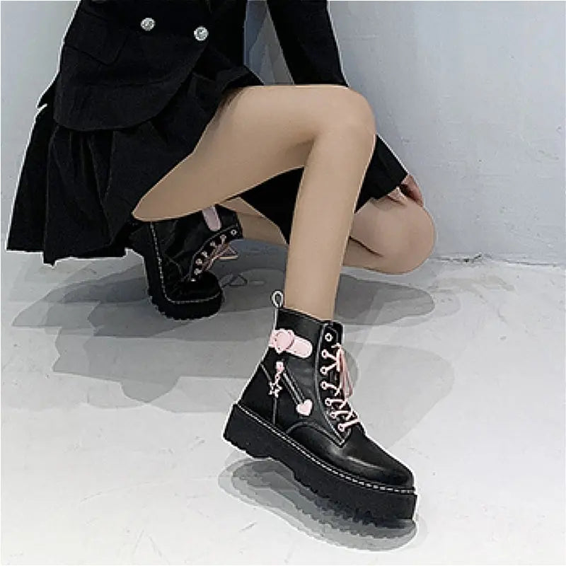 Autumn and Winter Fashion New Comfortable Fleece Warm Cross with Round Toe Cute Leather Women's Square Heel Ankle Boots - Tophatter Daily Deals