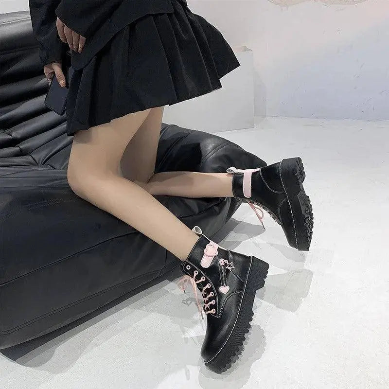 Autumn and Winter Fashion New Comfortable Fleece Warm Cross with Round Toe Cute Leather Women's Square Heel Ankle Boots - Tophatter Daily Deals