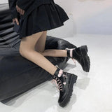 Autumn and Winter Fashion New Comfortable Fleece Warm Cross with Round Toe Cute Leather Women's Square Heel Ankle Boots - Tophatter Daily Deals