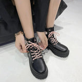 Autumn and Winter Fashion New Comfortable Fleece Warm Cross with Round Toe Cute Leather Women's Square Heel Ankle Boots - Tophatter Daily Deals