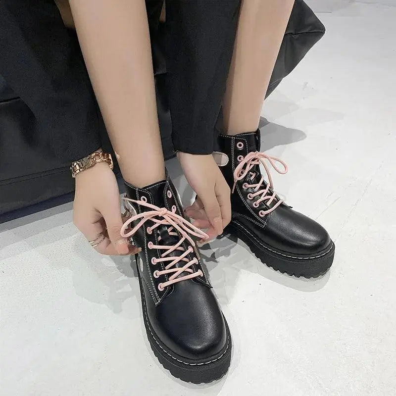 Autumn and Winter Fashion New Comfortable Fleece Warm Cross with Round Toe Cute Leather Women's Square Heel Ankle Boots - Tophatter Daily Deals