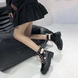 Autumn and Winter Fashion New Comfortable Fleece Warm Cross with Round Toe Cute Leather Women's Square Heel Ankle Boots - Tophatter Daily Deals