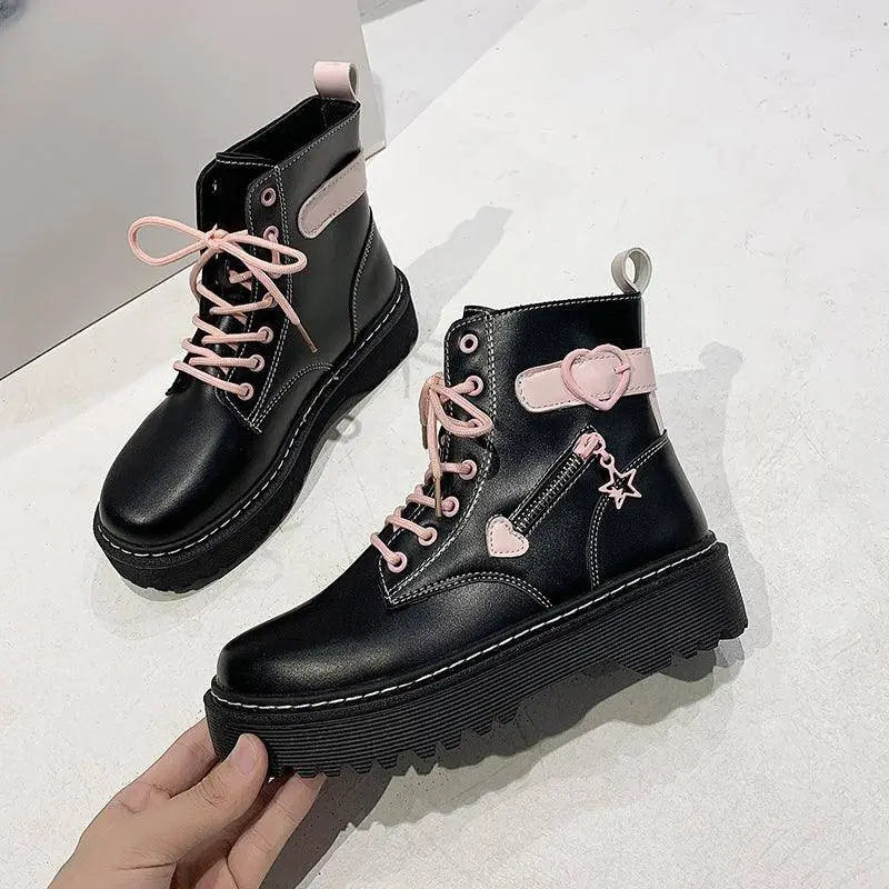 Autumn and Winter Fashion New Comfortable Fleece Warm Cross with Round Toe Cute Leather Women's Square Heel Ankle Boots - Tophatter Daily Deals