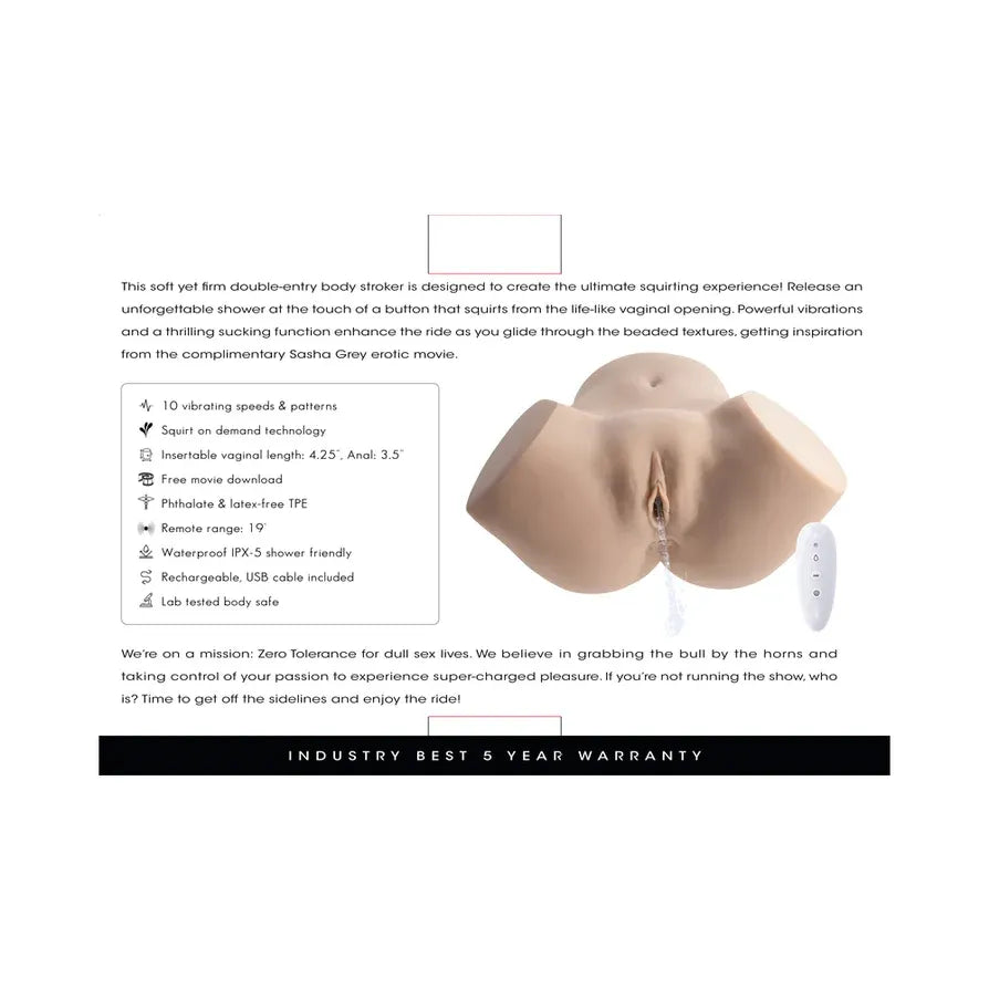 Squirt for Me Sasha Grey – Realistic Squirting Stroker with Vibrations and Suction > Sex Toys For Men > Assbators - Tophatter Daily Deals