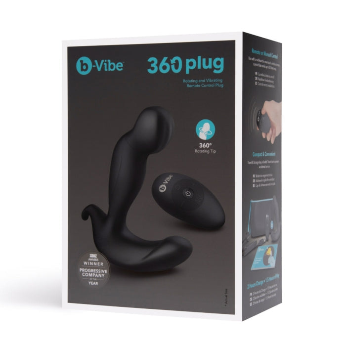 B-Vibe 360 Plug Black Remote Controlled Rotating and Vibrating Silicone Prostate Massager > Anal Range > Prostate Plugs - Tophatter Daily Deals